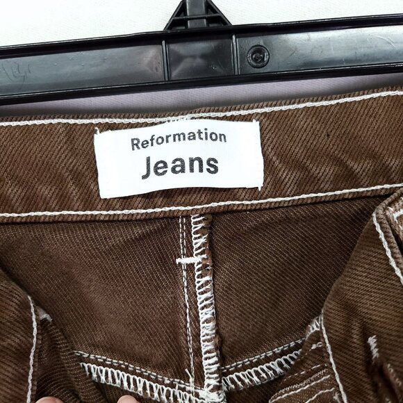 Reformation Womens Jean Size 28 Cowboy High Rise Baggy Straight-Leg Brown 28" - Picture 6 of 15